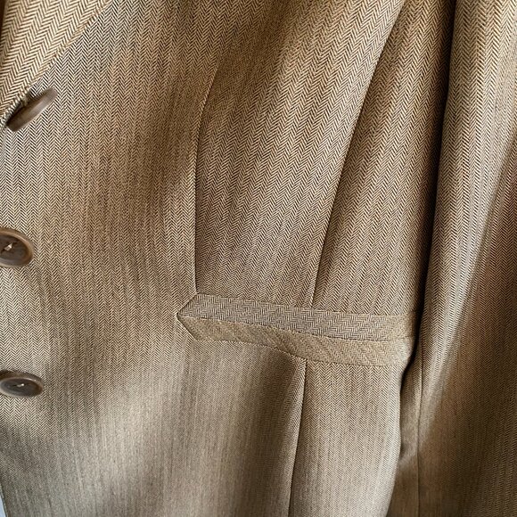 NWT Evan-Picone Pant Suit 18 40" waist Dijon Brown Port Elizabeth Shawl Collar - Picture 9 of 16